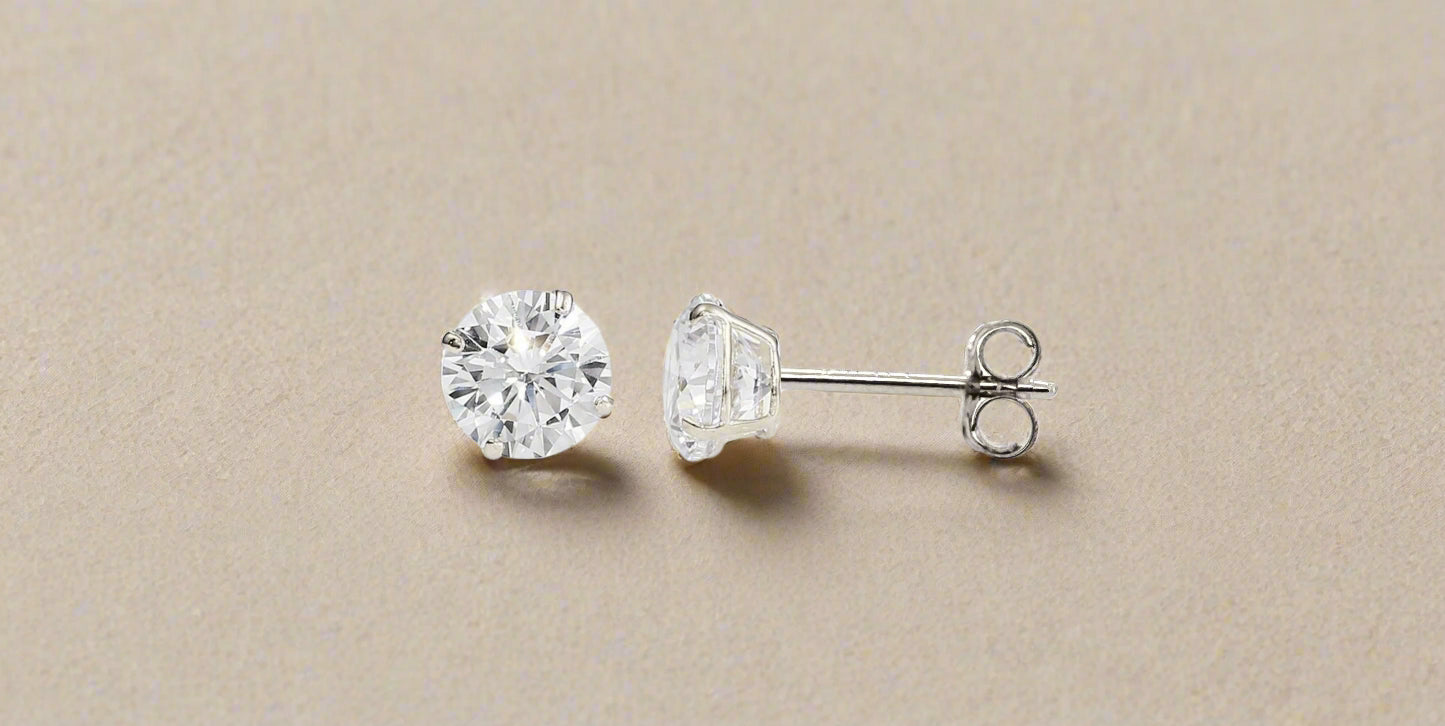 14K Solid Gold Pushback Round Moissanite Studs GRA Certified