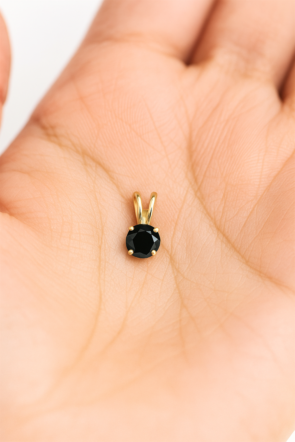 14K Gold GRA Certified Round Black Moissanite Pendant • Black Round Pendant