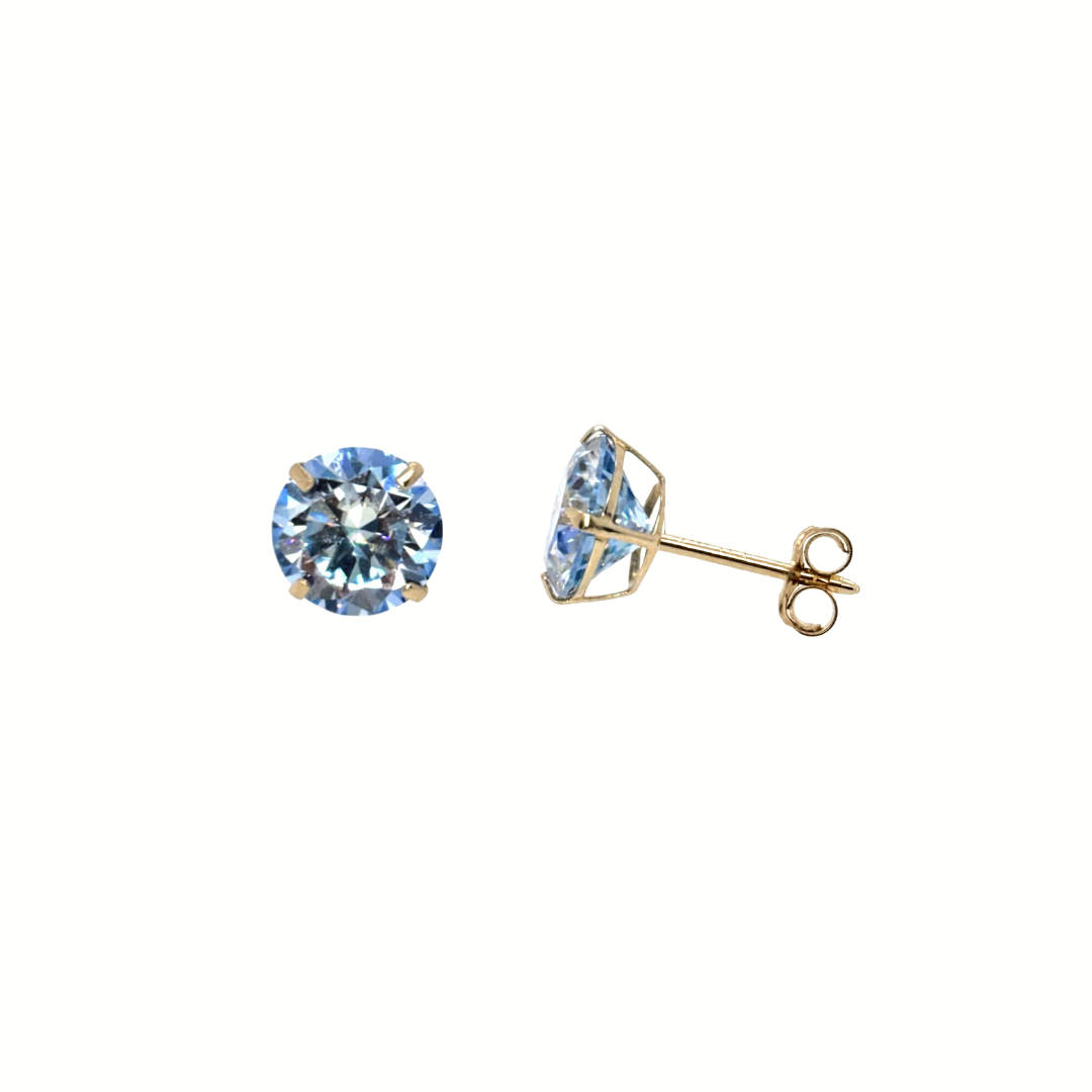 14K Gold Ocean Blue Moissanite Studs GRA Certified D-VVS1