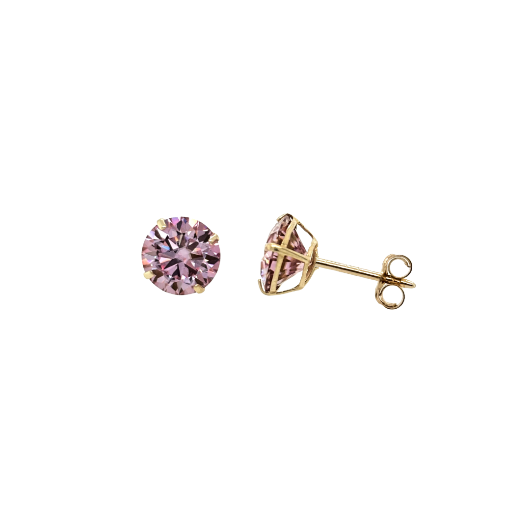 14K Gold Pink Moissanite Studs GRA Certified D-VVS1