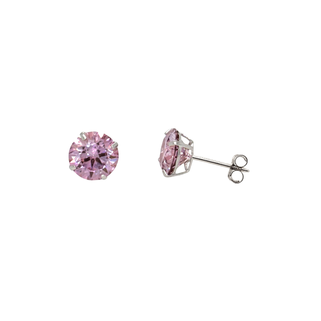 14K Gold Pink Moissanite Studs GRA Certified D-VVS1