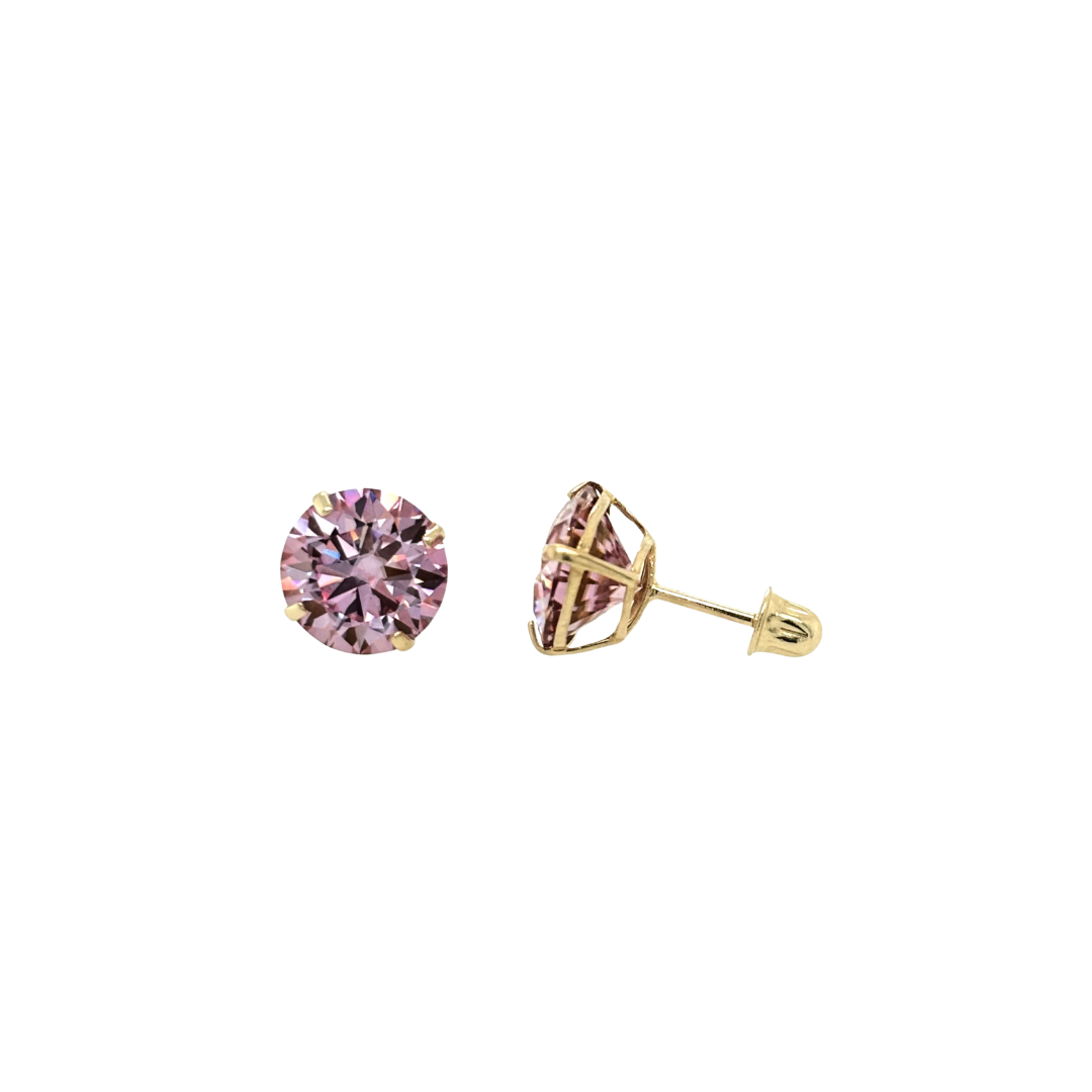 14K Gold Pink Moissanite Studs GRA Certified D-VVS1