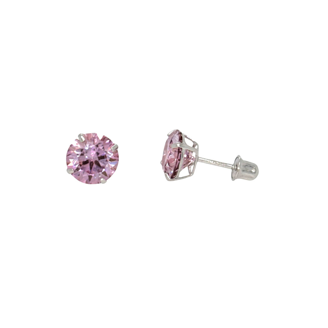 14K Gold Pink Moissanite Studs GRA Certified D-VVS1