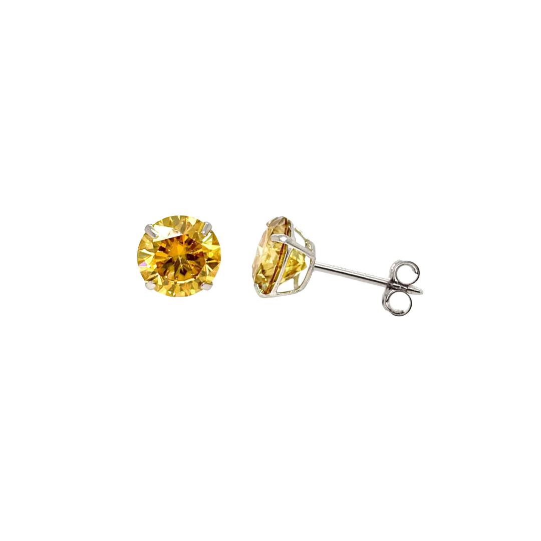 14K Gold Yellow Moissanite Studs GRA Certified D-VVS1