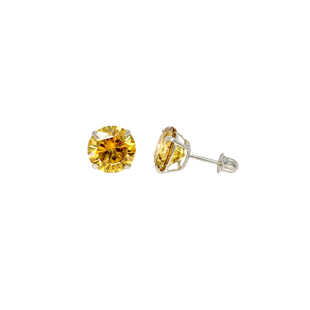 14K Gold Yellow Moissanite Studs GRA Certified D-VVS1