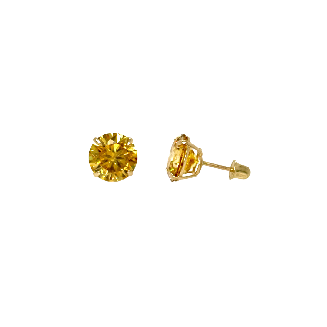 14K Gold Yellow Moissanite Studs GRA Certified D-VVS1