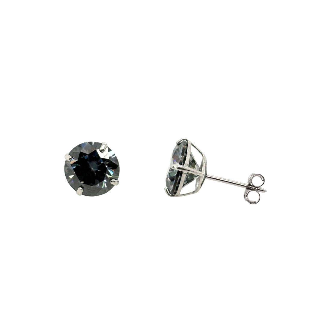 14K Gold Grey Moissanite Studs GRA Certified D-VVS1