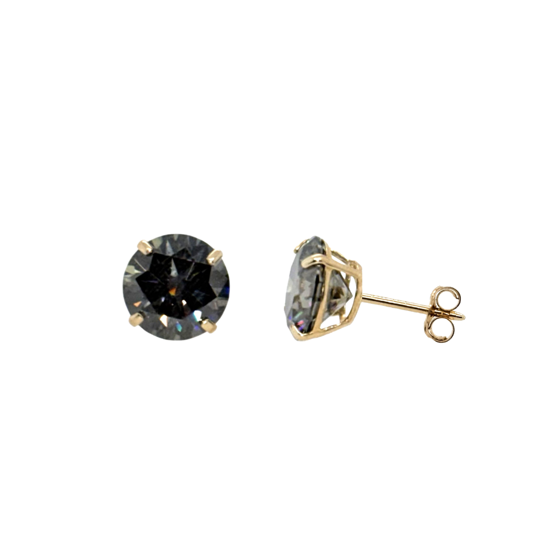 14K Gold Grey Moissanite Studs GRA Certified D-VVS1