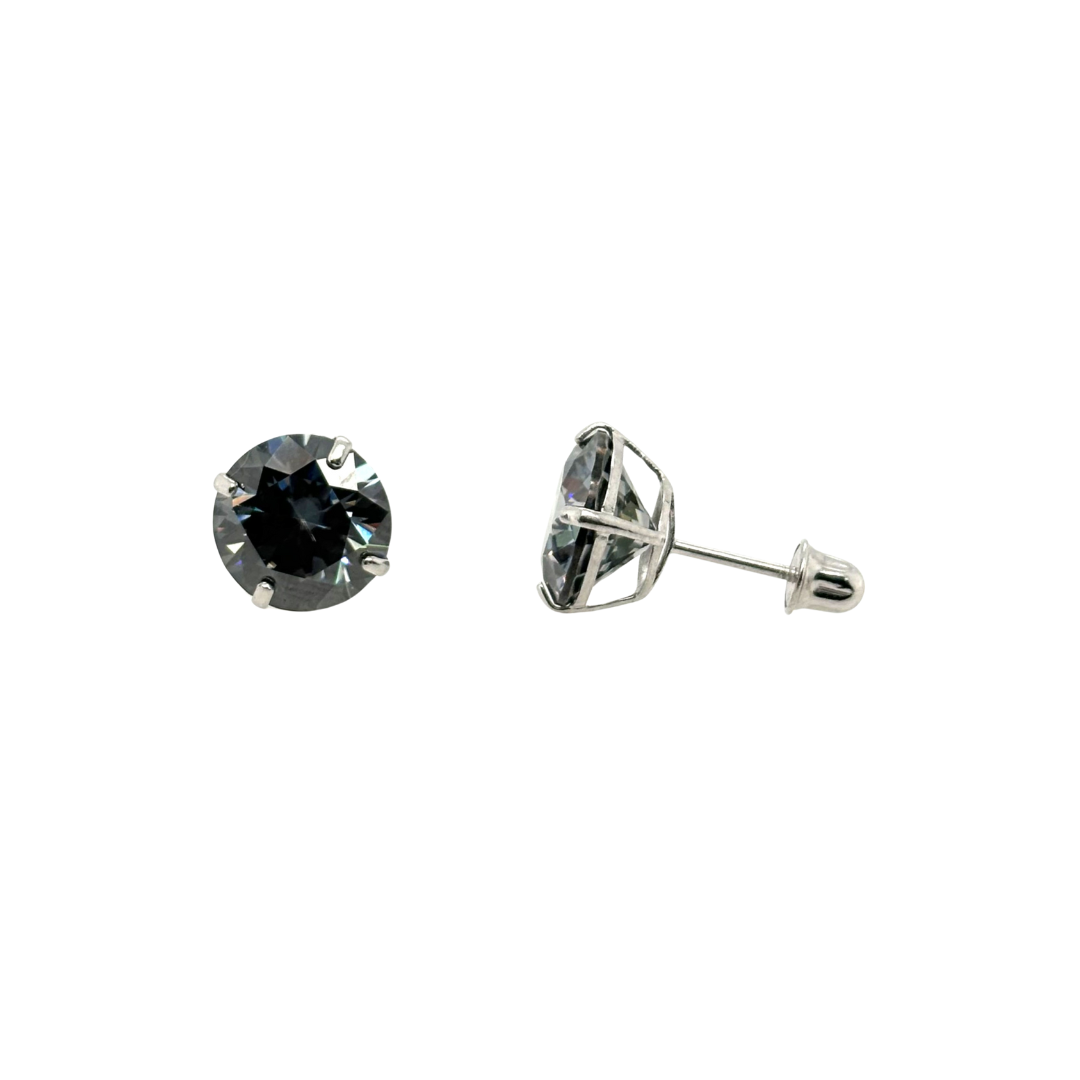 14K Gold Grey Moissanite Studs GRA Certified D-VVS1