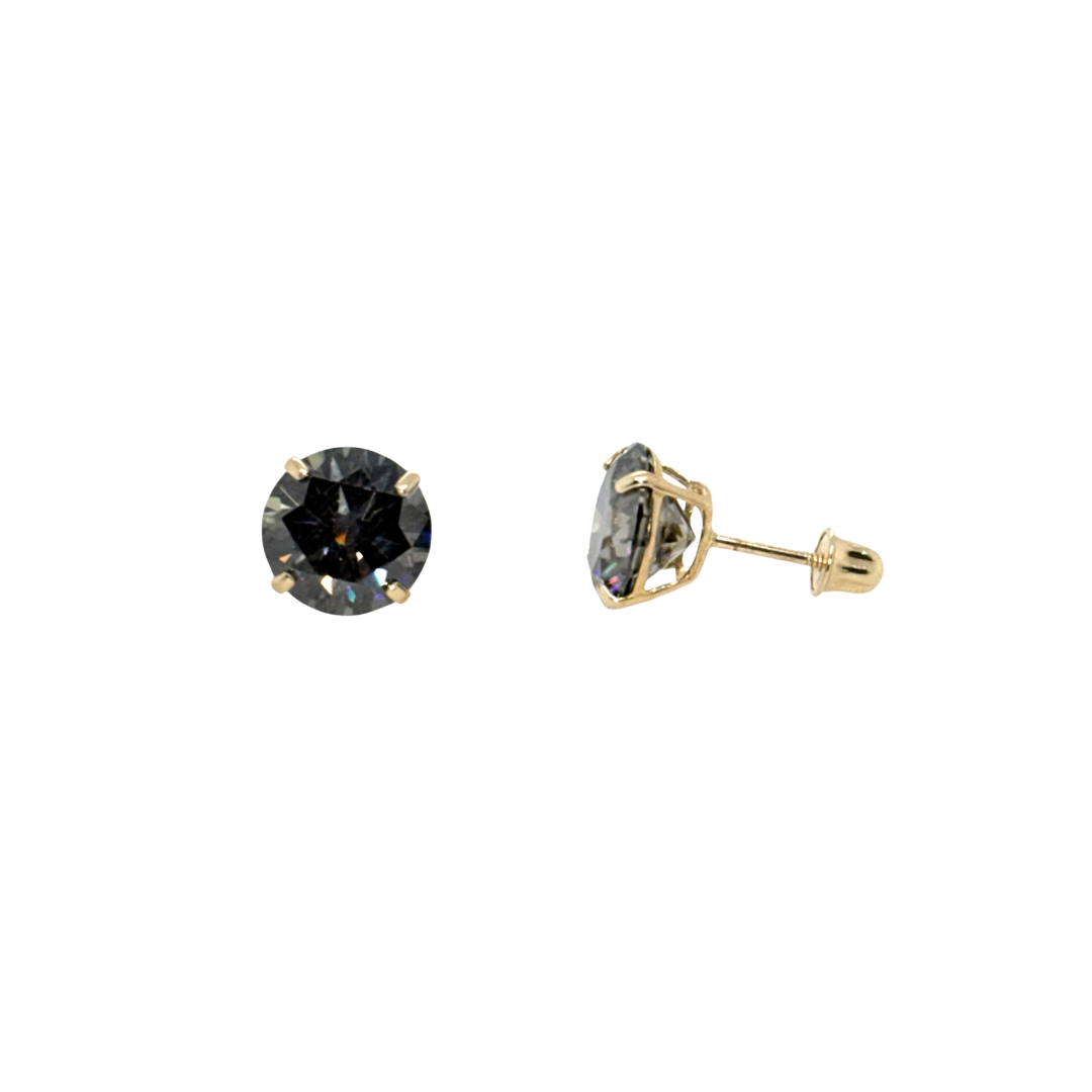 14K Gold Grey Moissanite Studs GRA Certified D-VVS1