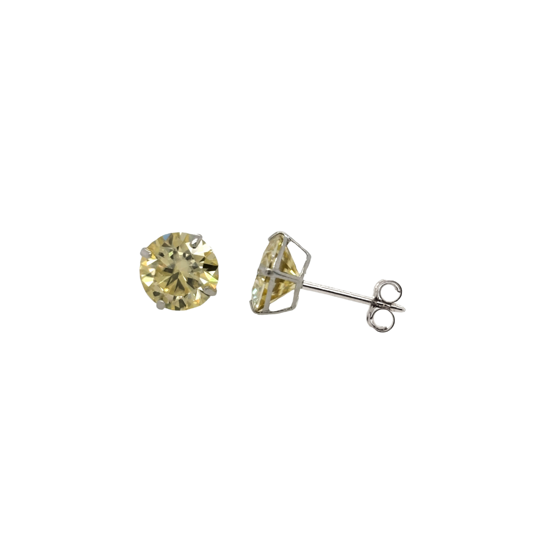 14K Gold Lemon Yellow Moissanite Studs GRA Certified D-VVS1