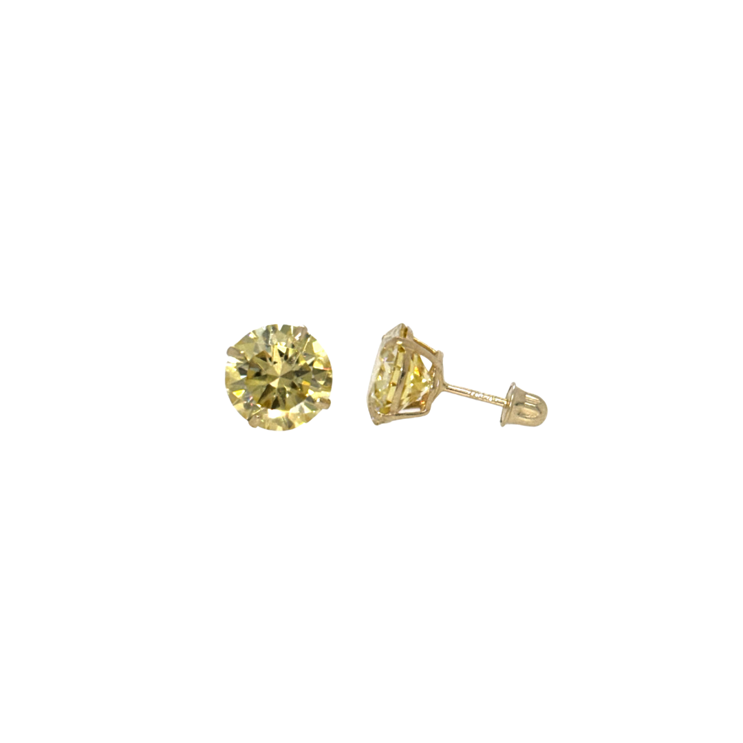 14K Gold Lemon Yellow Moissanite Studs GRA Certified D-VVS1