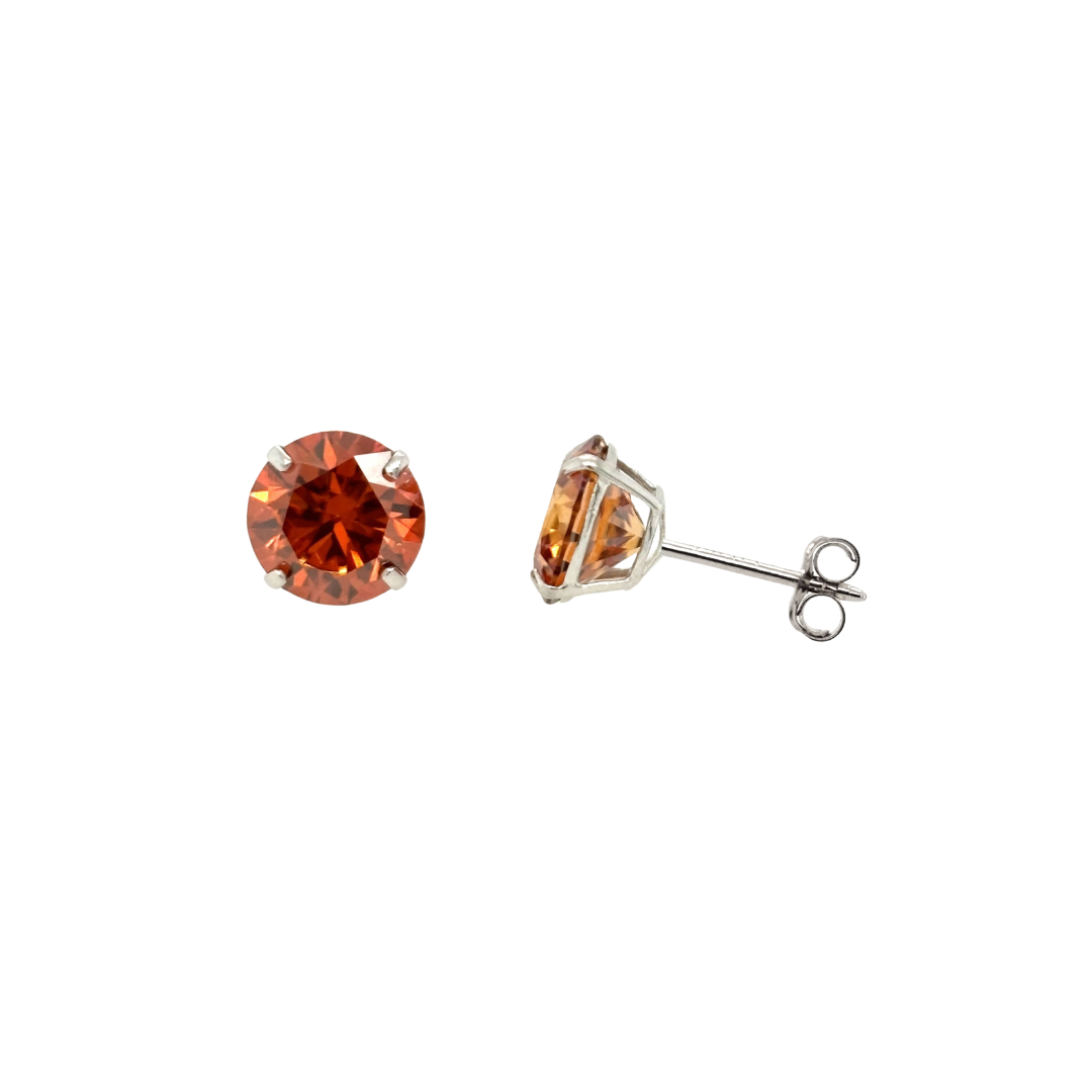 14K Gold Orange Moissanite Studs GRA Certified D-VVS1