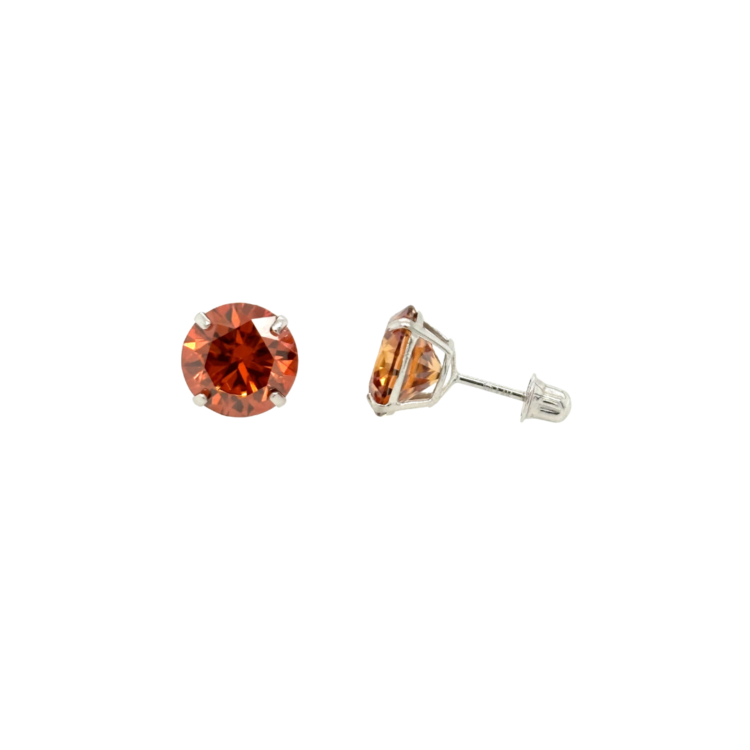 14K Gold Orange Moissanite Studs GRA Certified D-VVS1