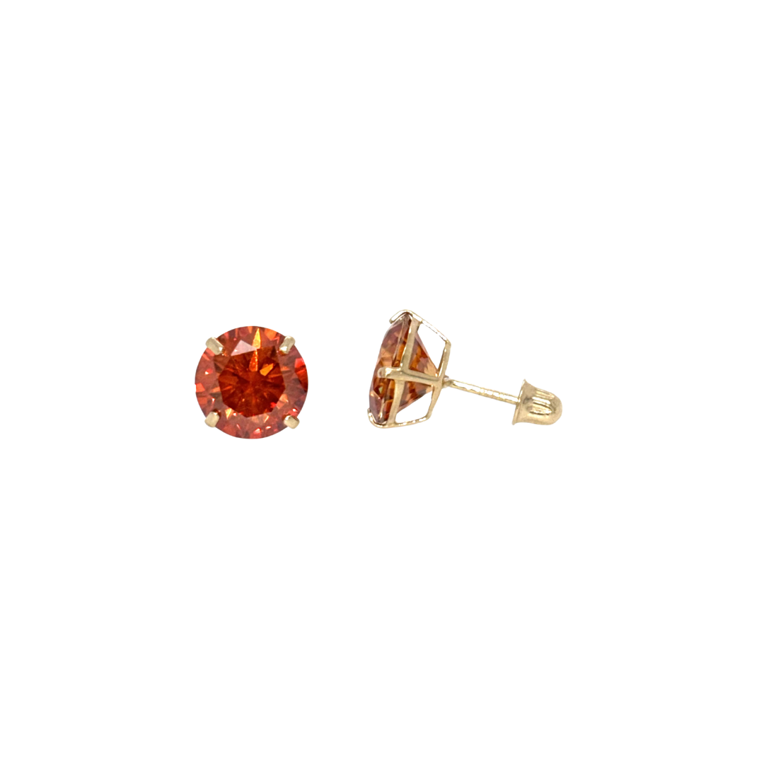 14K Gold Orange Moissanite Studs GRA Certified D-VVS1