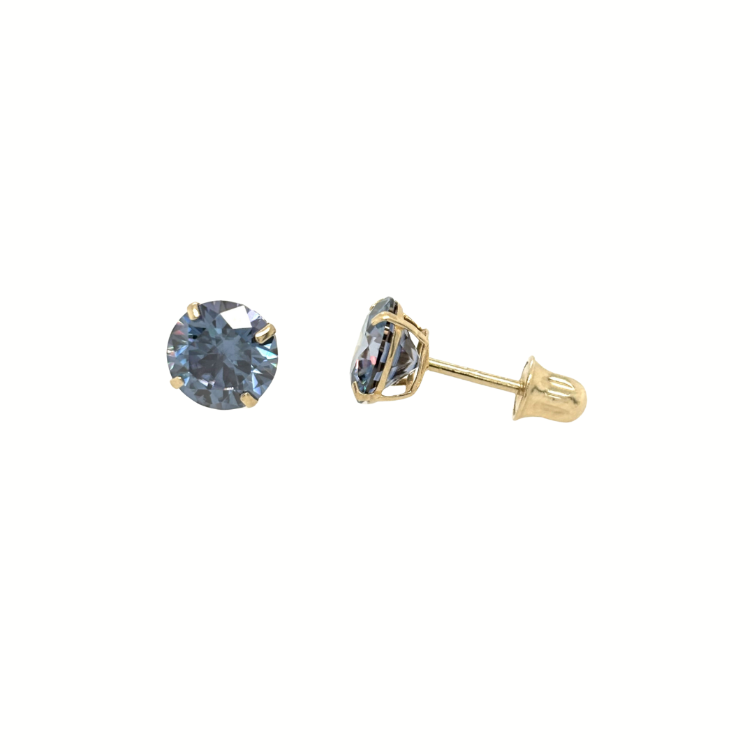 14K Gold Blue Moissanite Studs GRA Certified D-VVS1