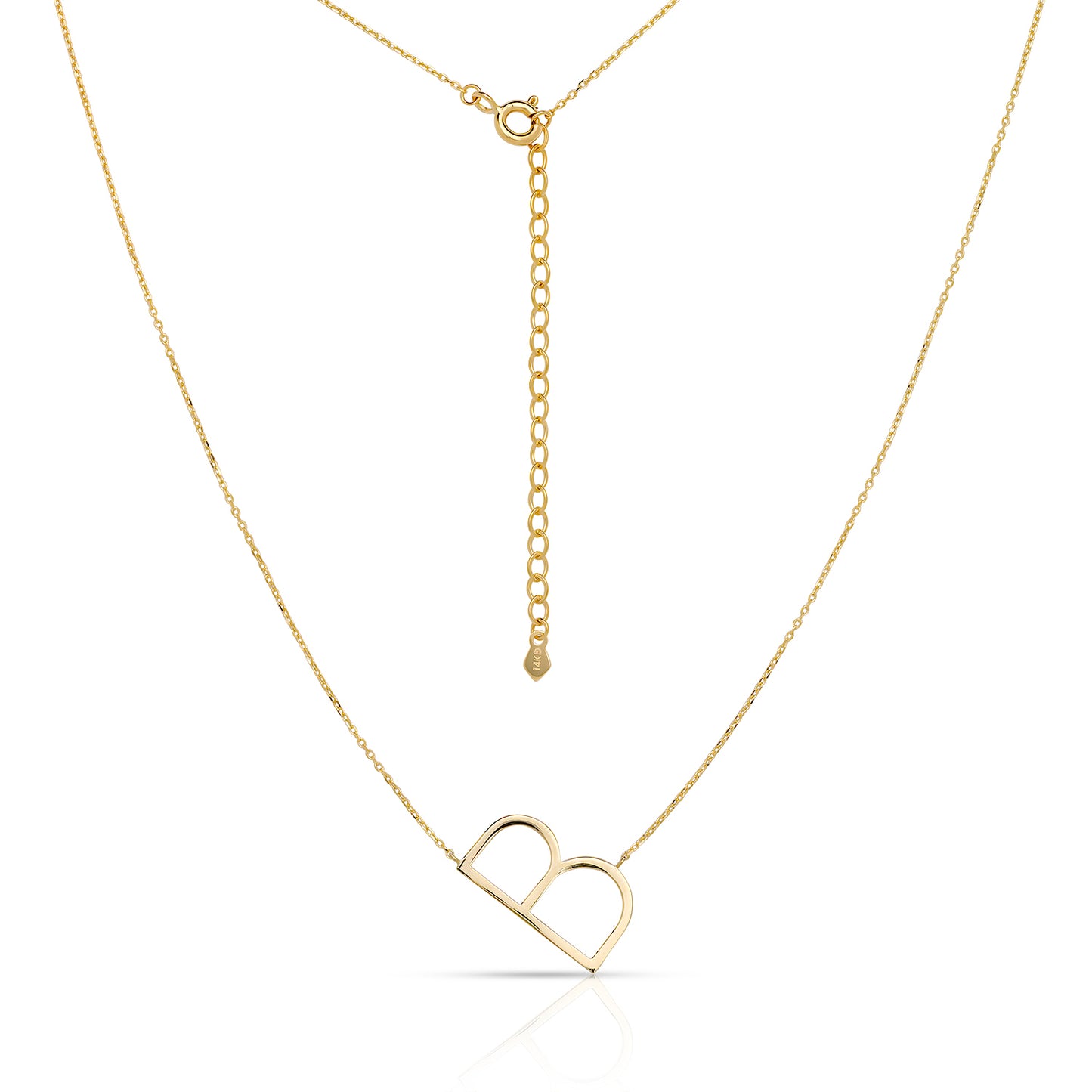 14K Solid Gold Large Initial Necklace
