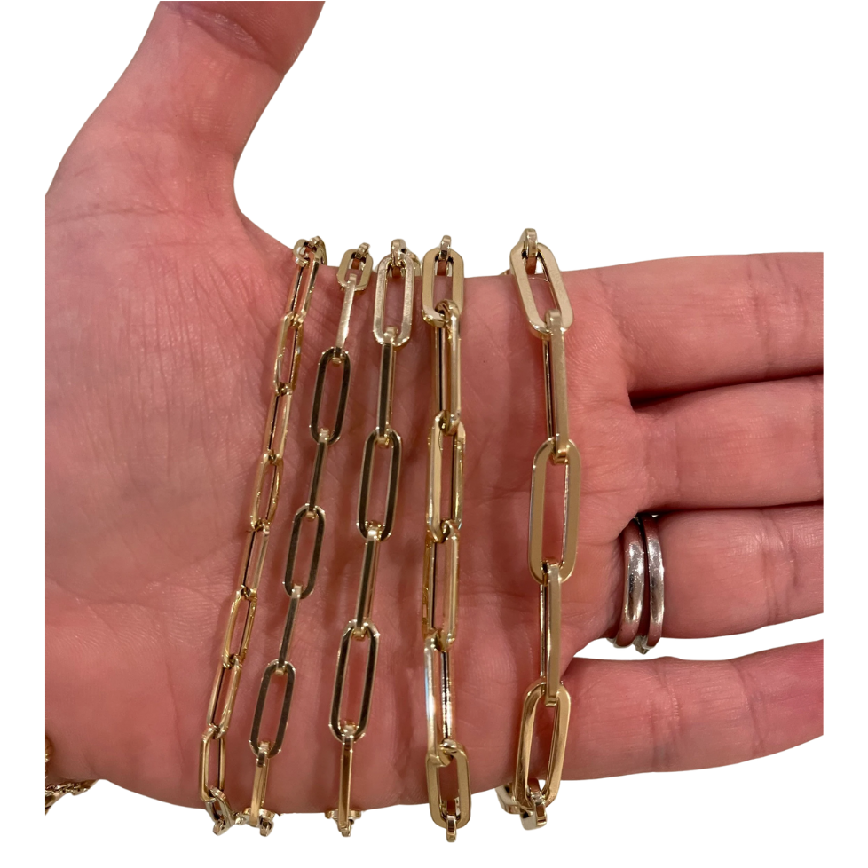 14K Gold Paperclip Bracelets | Unisex Paperclip Bracelets | 14K Gold Elongated Paperclip Bracelet |