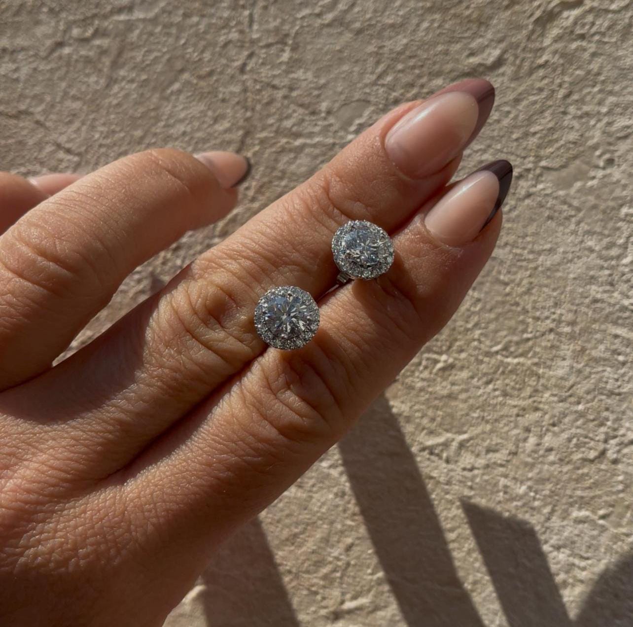 Halo Round Lab Grown Diamond Studs |14K Solid Gold | DEF VVS | 1ct 2.5ct