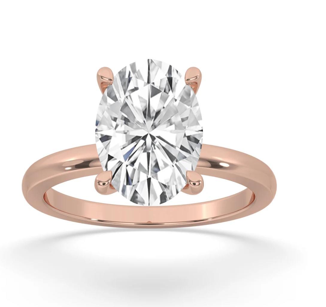 14K Yellow Gold Oval Lab Grown Diamond Engagement Ring