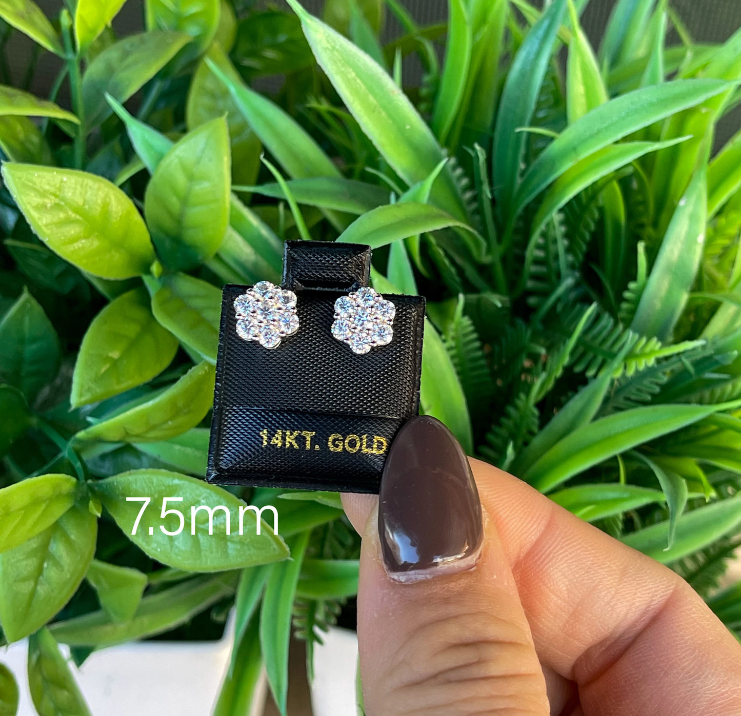 14K Solid Gold Moissanite Cluster Flower Screwbacks Stud Earrings | DEF VS Clarity| Diamond Studs