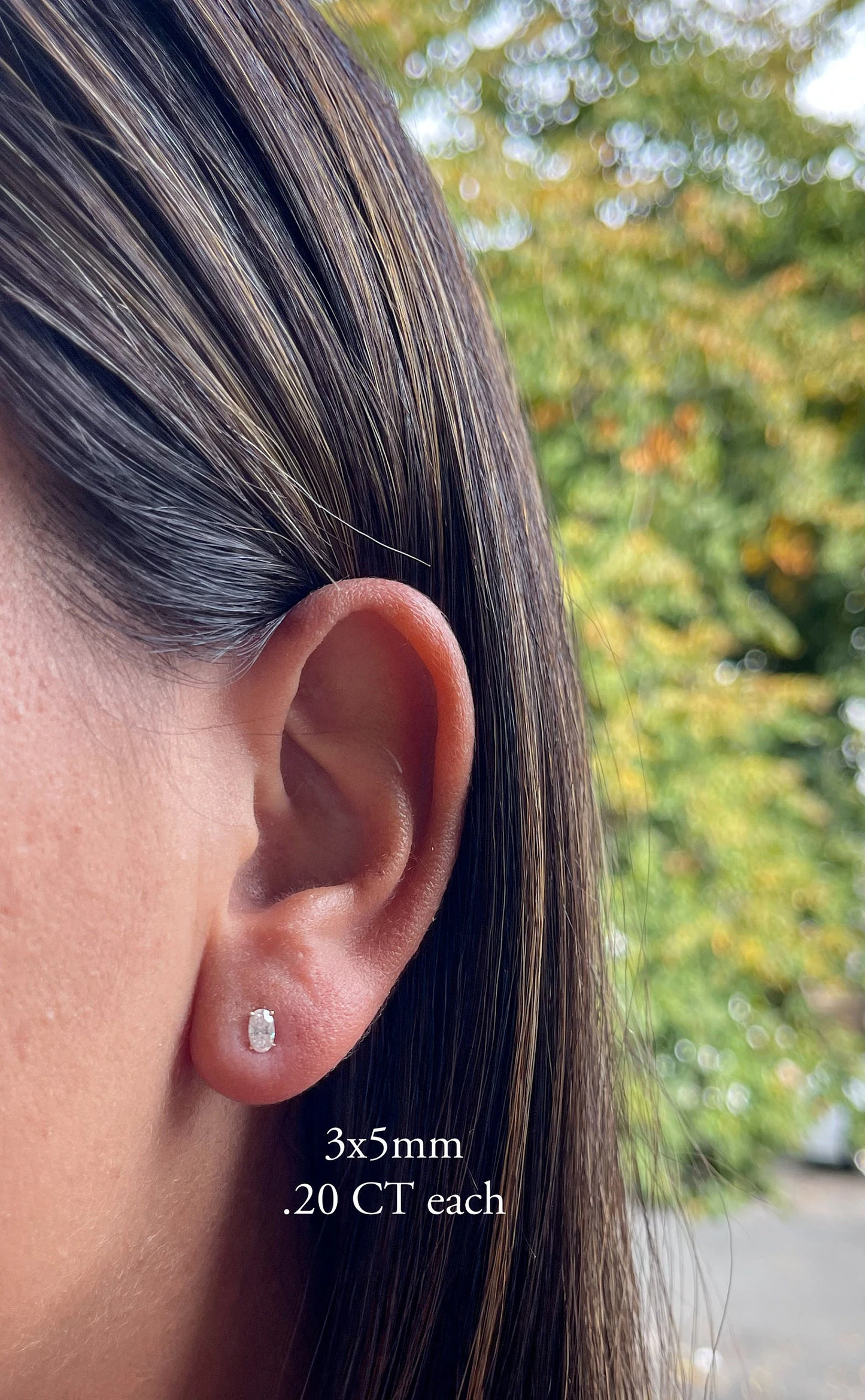 D Color VVS1 Oval Moissanite Studs | Solid Gold Solitaire 4 Prong