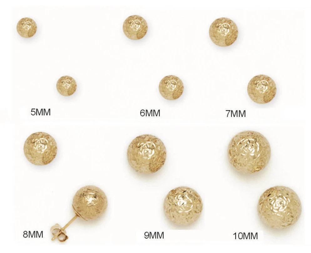 14K Solid Gold Crystal Cut Ball Studs | Diamond Cut Ball Studs | Gold Ball Studs |