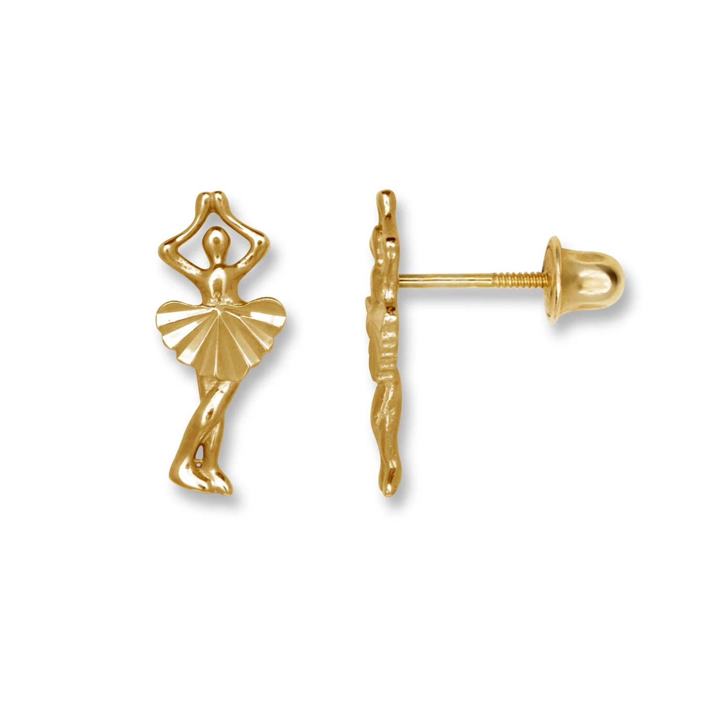 14K Solid Gold Ballerina Studs | Delicate Ballerina screw back studs | Ballerina Studs | Kids Studs 4x10mm