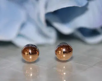 14K Solid Rose Gold Ball Push Back Dainty Ball Studs