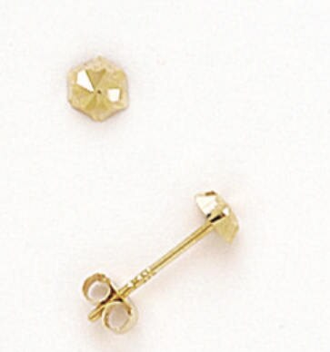 14K Gold Pair of Hexagon Studs | Hexagon Earrings | Pushbacks | Six Sided Diamond Cut Studs