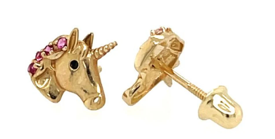 14K Gold Adorable Unicorn Studs Studs | 14K Gold Pair Of Earrings | Unicorn Kids Earrings | Unicorn Jewelry