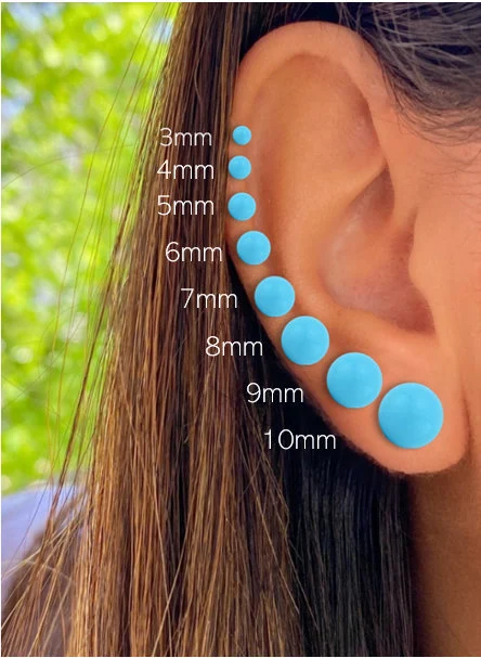 14K Solid Post Set With Turquoise Ball Studs- Pushbacks