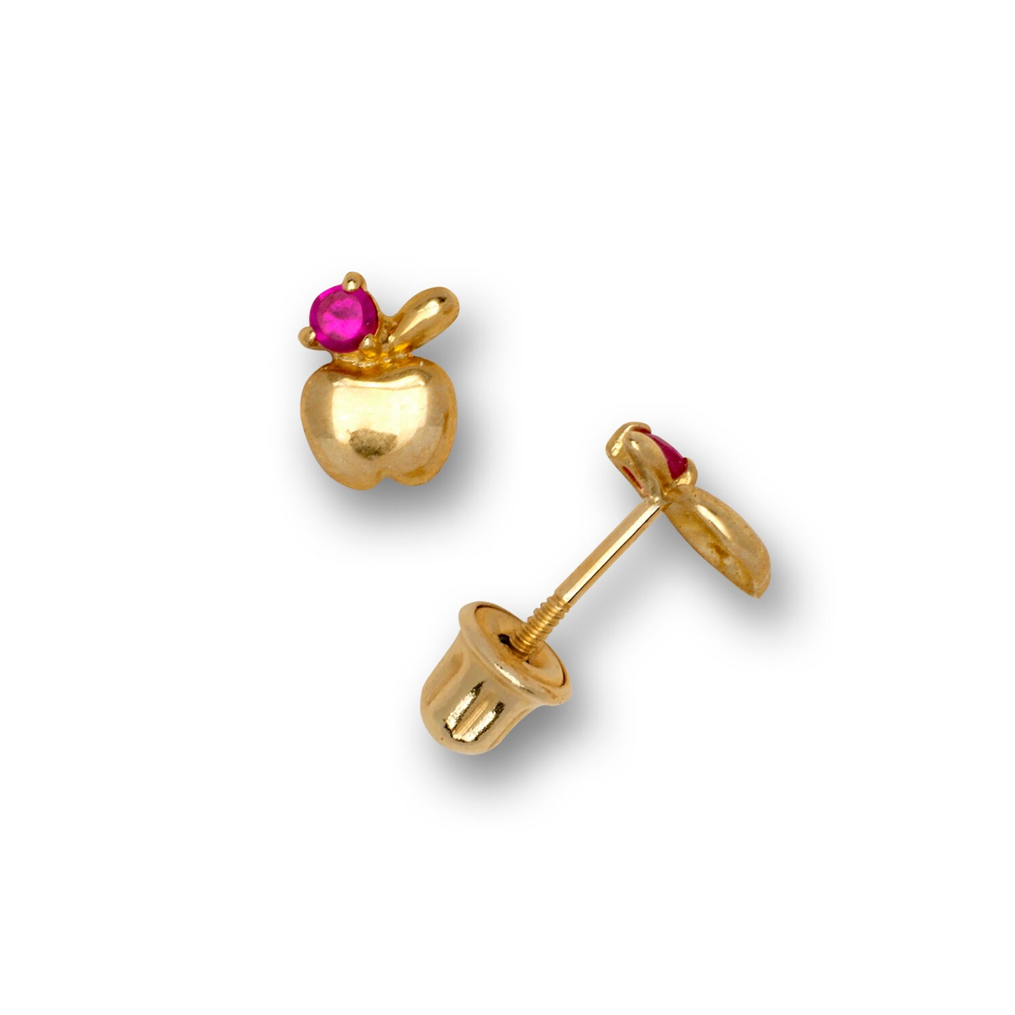 14K Solid Gold Adorable Small Tiny Apple Shaped Studs | Apple Screwback Studs | 14K Gold Apple Earrings | 14k Minimal Studs |
