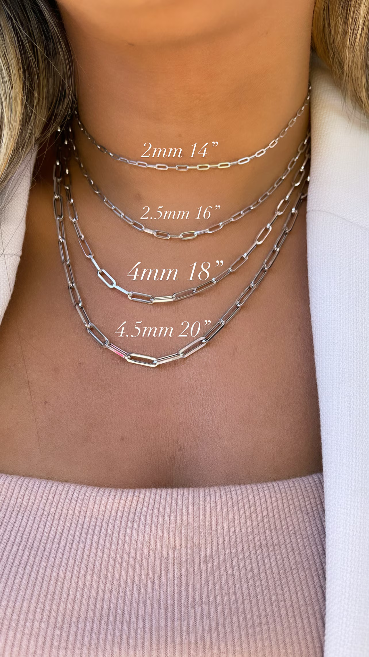 14K White Gold Paperclip Chain | Paperclip Chains | 14K Gold Chains