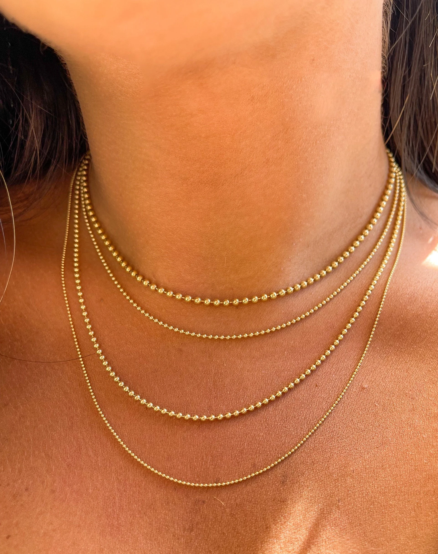 14K Solid Gold Ball Chain | Ball Dainty Chain | Gold Ball Necklace | Bead Necklace