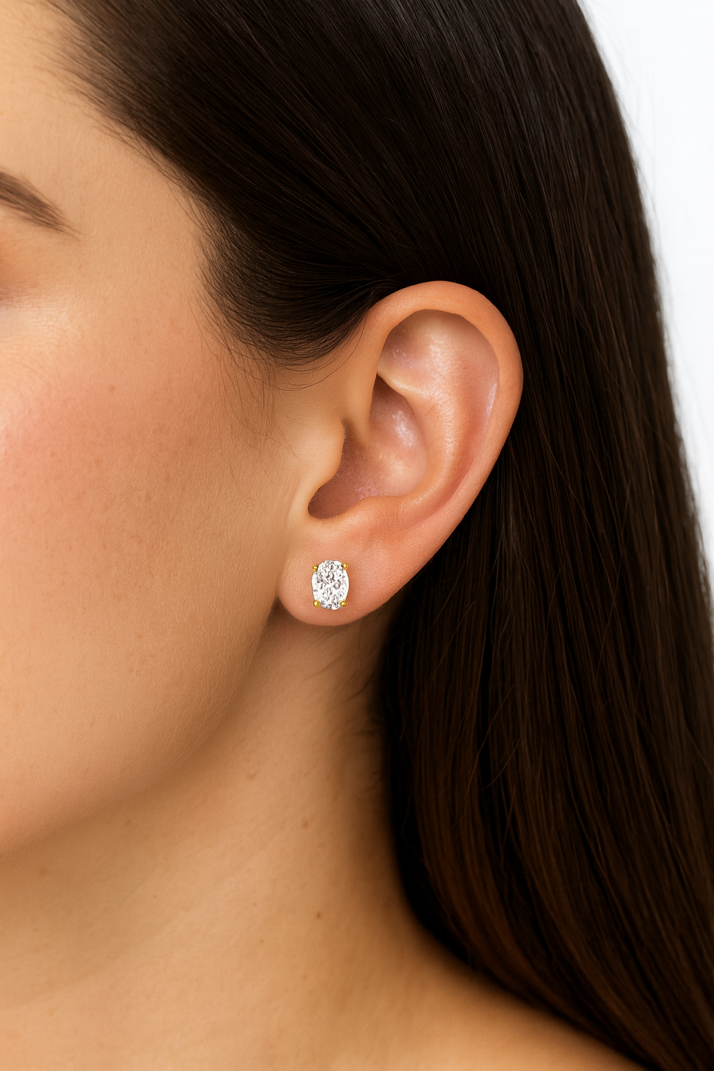 14K Gold Lab-Grown Oval Diamond Stud Earrings E-F VVS (1CTW – 6 CTW) •  Oval Solitaire 4-Prong Studs • Pushbacks