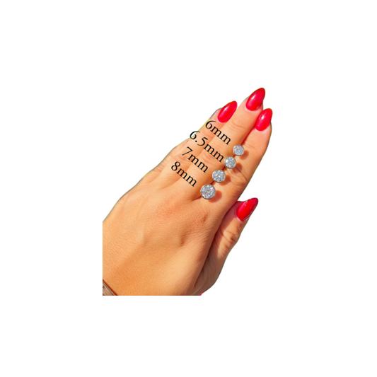 14K Moissanite D Color VVS1 Clarity Martini Round Bezel Set Studs