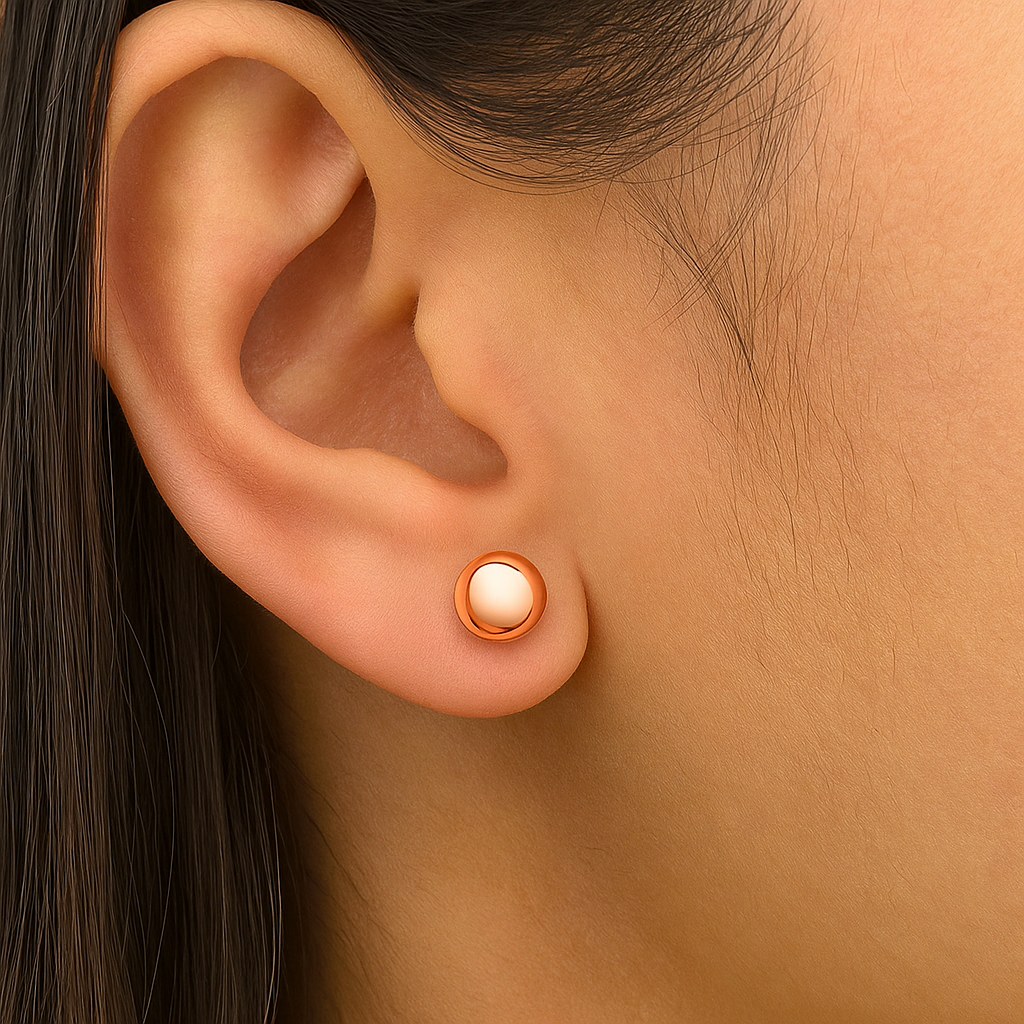 14K Solid Rose Gold Ball Push Back Dainty Ball Studs