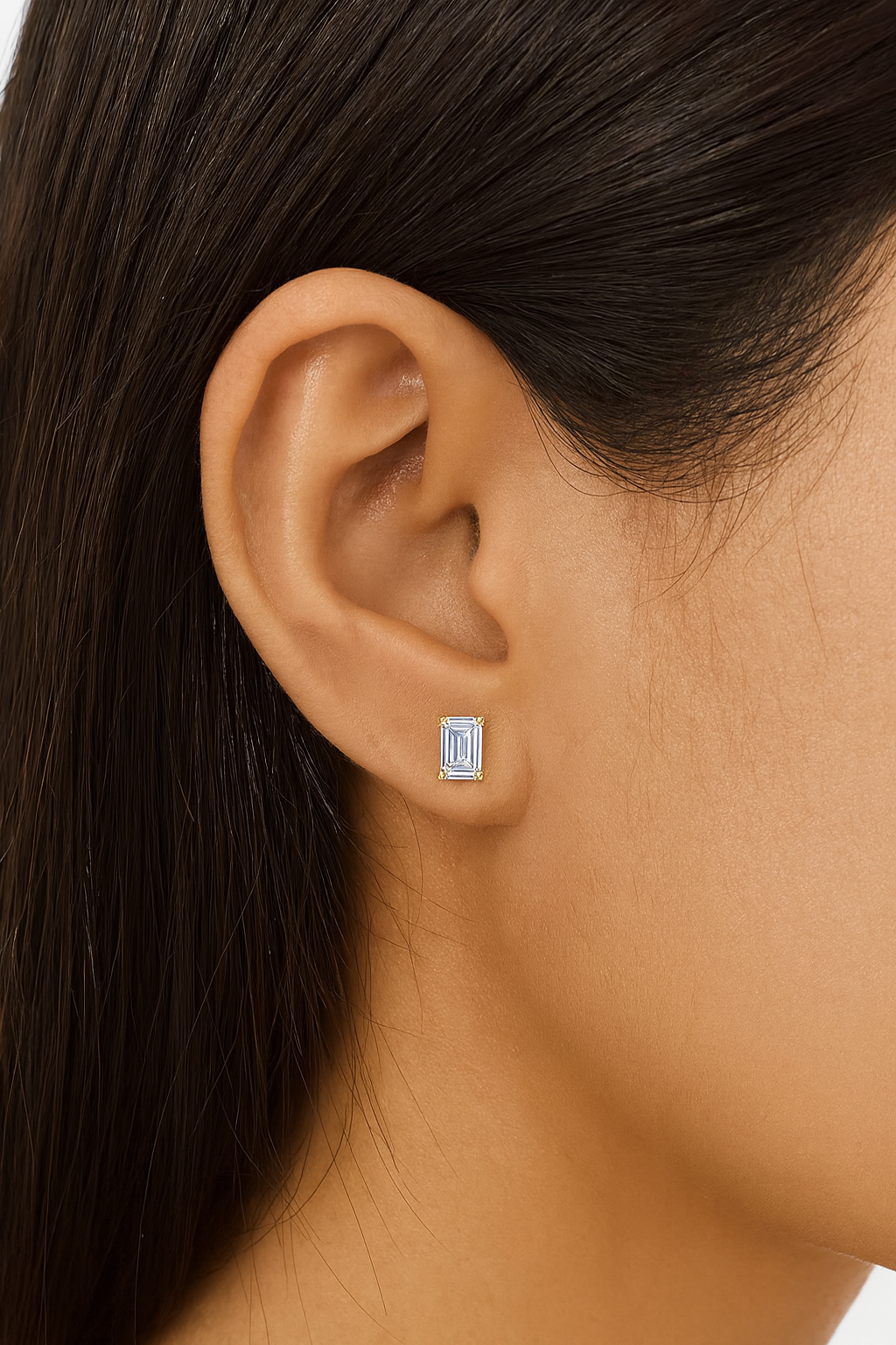 14K Gold Lab-Grown Emerald Diamond Stud Earrings E-F VVS (1CTW – 6 CTW) • Emerald Solitaire 4-Prong Studs • Pushbacks • Fine Jewelry Gifts