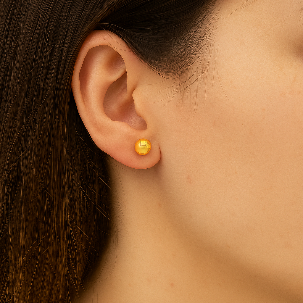 14K Solid Yellow Gold Ball Push Back Studs- Tiny Earring Stud- Dainty Ball Stud- Second Hole Earrings- Gold Ball Stud -Available In 2mm-10mm