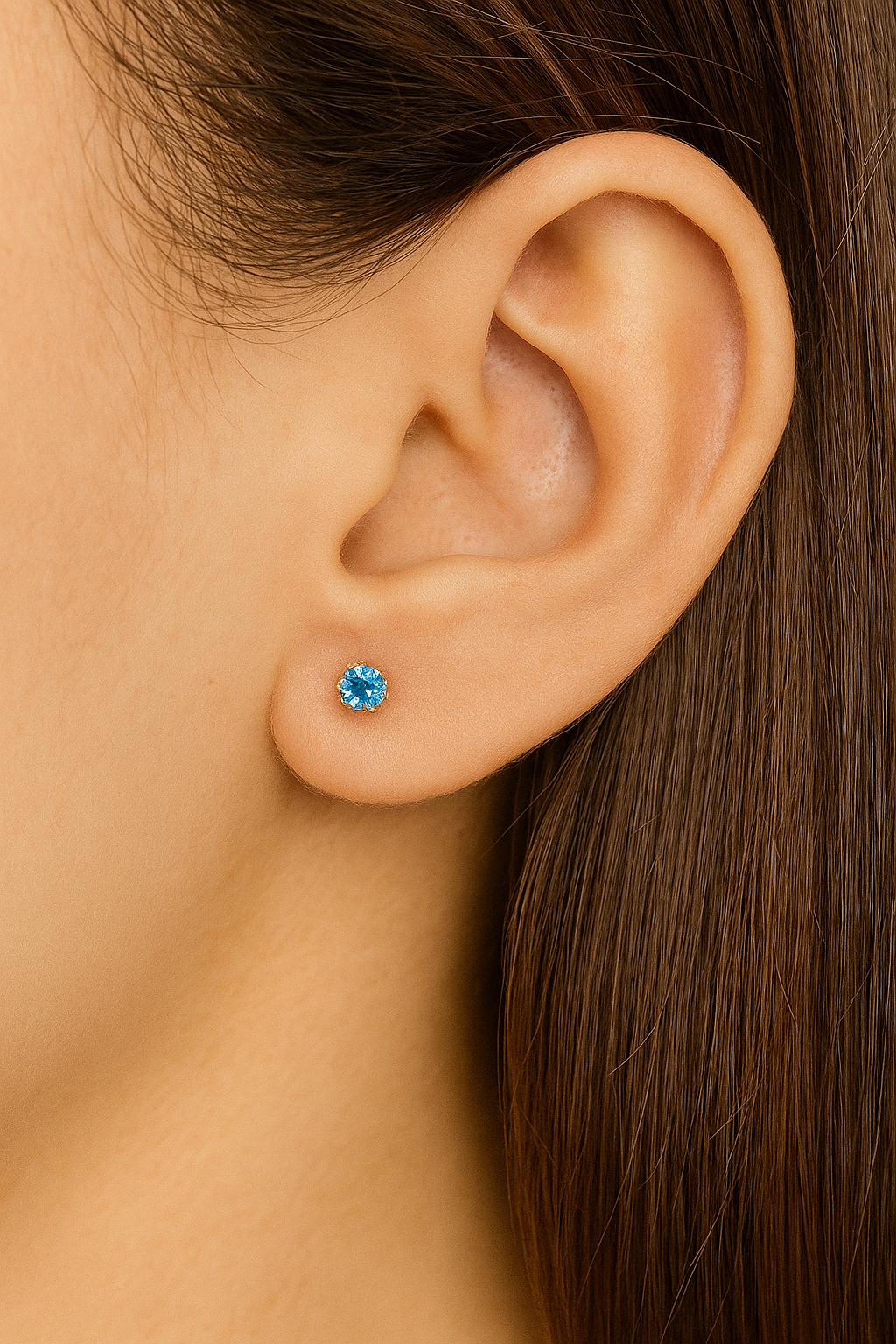 14K Gold GRA Certified D Color VVS1 Round Moissanite Screwback Studs | 4 Prong Basket Set