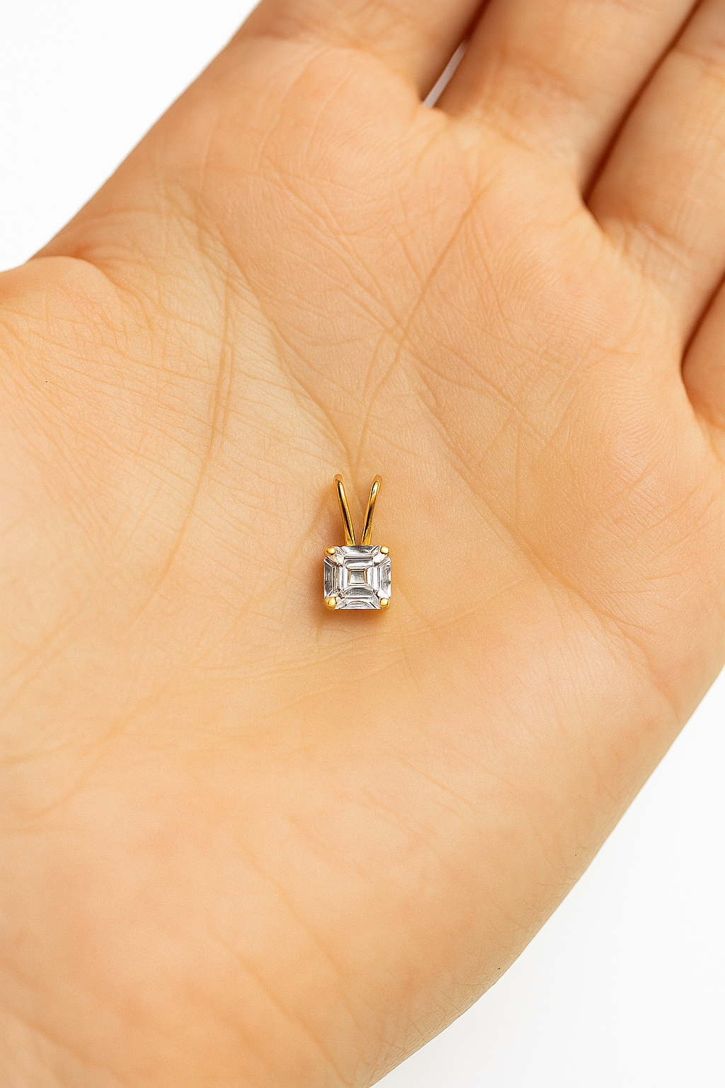 14K Gold GRA Certified Asscher Shaped Moissanite Pendant • D VVS1 Moissanite Pendant With GRA Certificate • .50ct .75ct