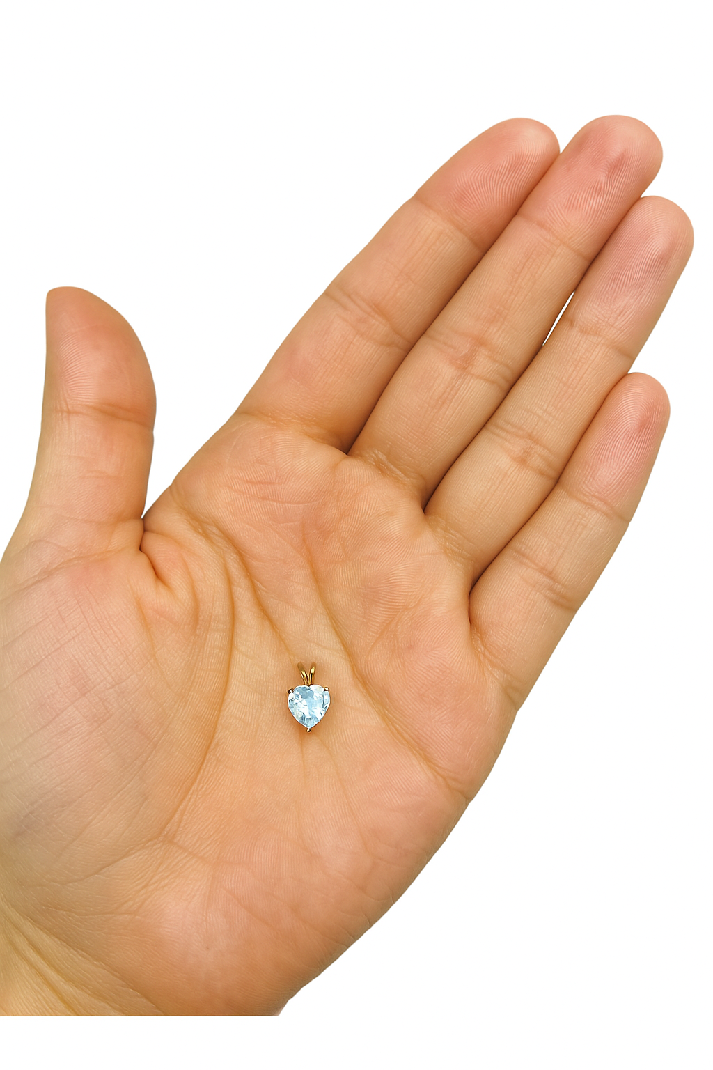 14K Solid Gold Heart Aquamarine Pendant | Birthstone Pendant | 5mm 6mm Light Blue Aquamarine Pendant | March Birthstone Charm