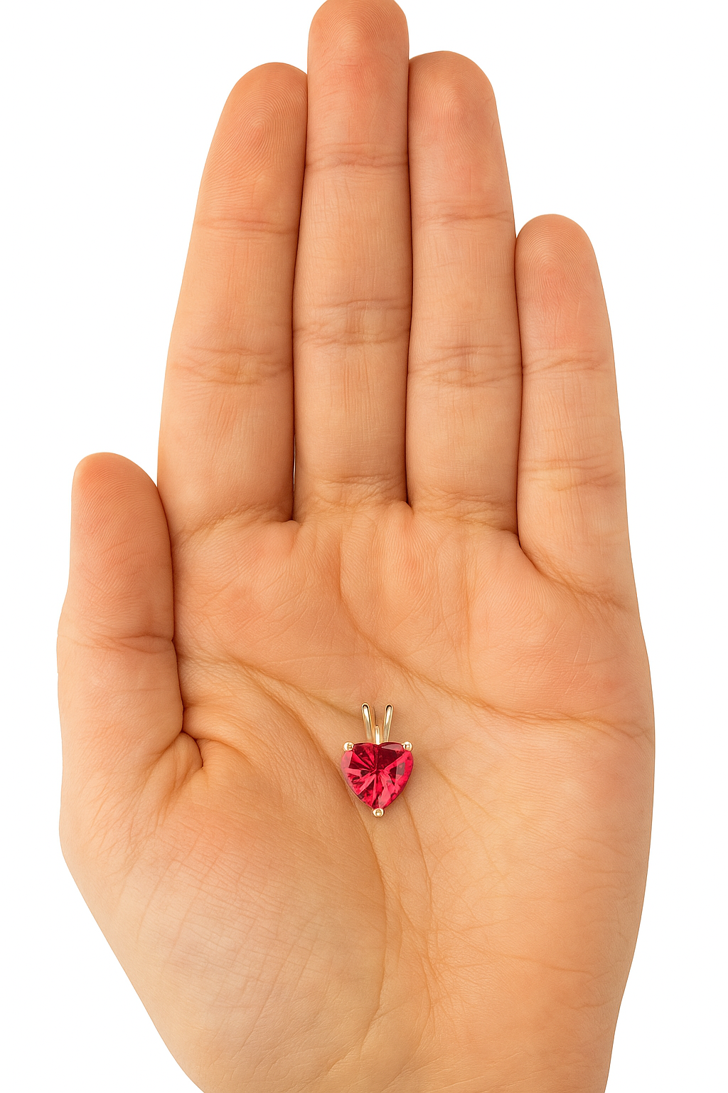14K Solid Gold Heart Ruby Pendant | Birthstone Pendant | 5mm 6mm Ruby Red Pendant | July Birthstone