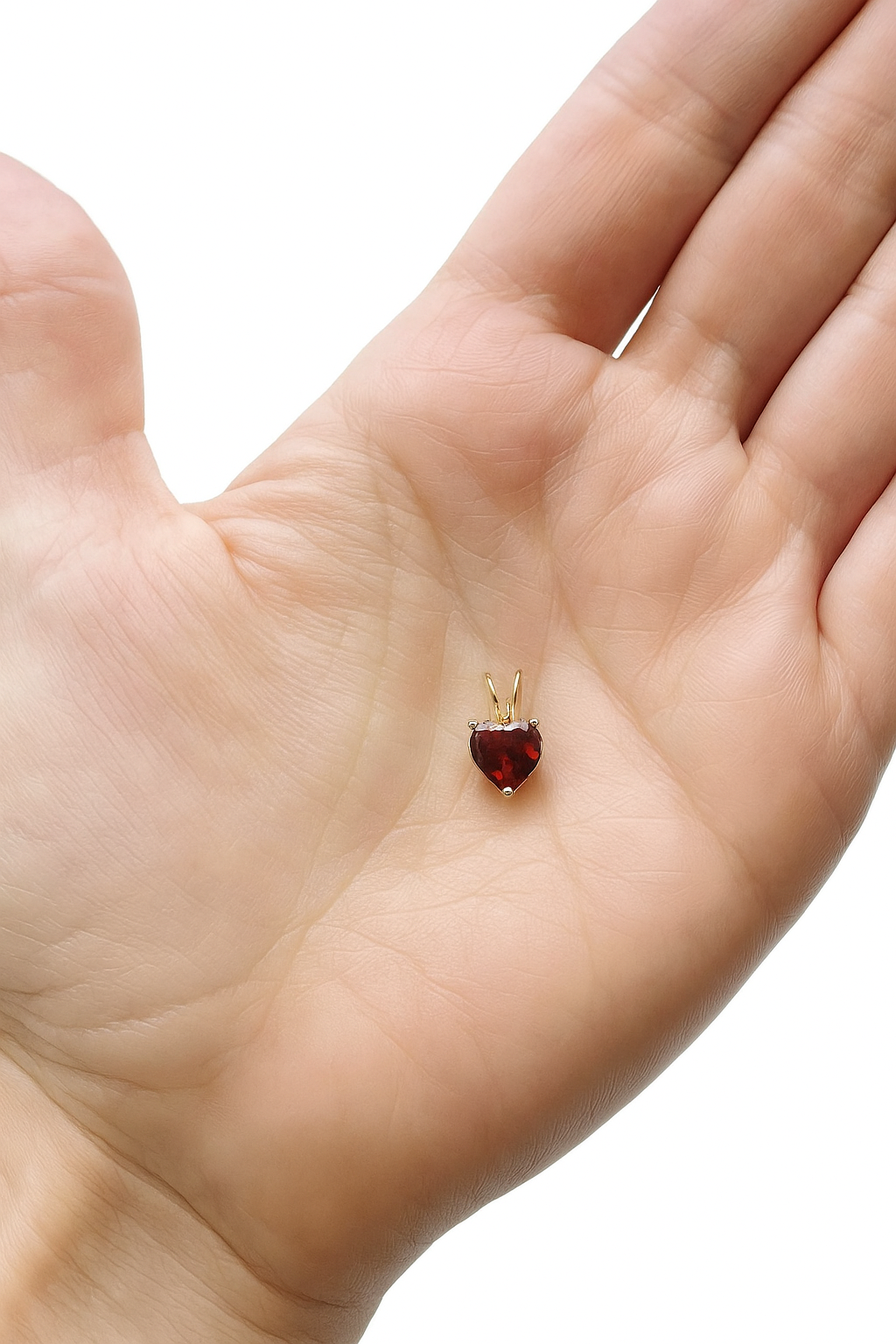 14K Solid Gold Heart Garnet Pendant | Birthstone Pendant