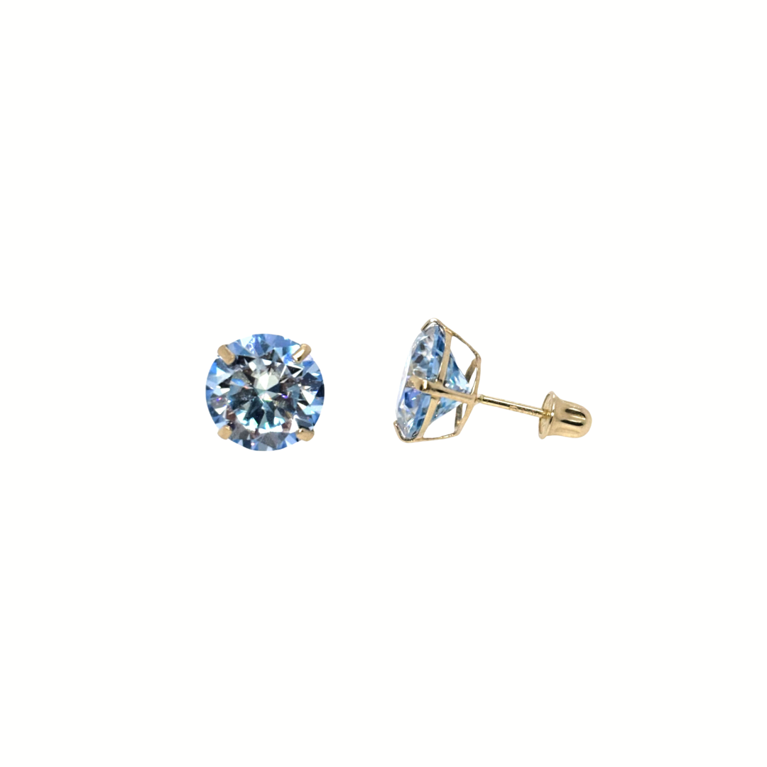 14K Gold Ocean Blue Moissanite Studs GRA Certified D-VVS1
