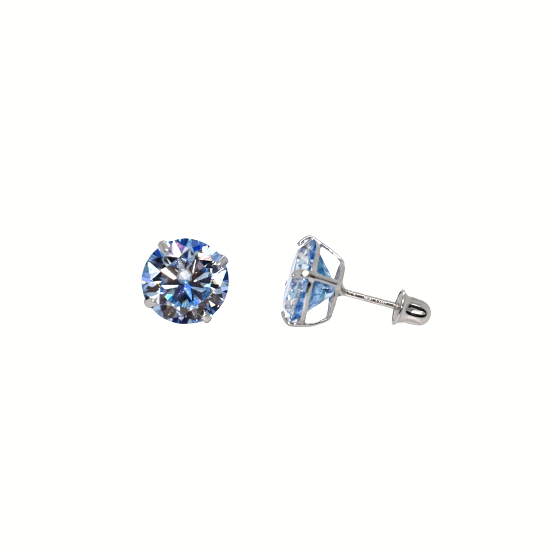 14K Gold Ocean Blue Moissanite Studs GRA Certified D-VVS1