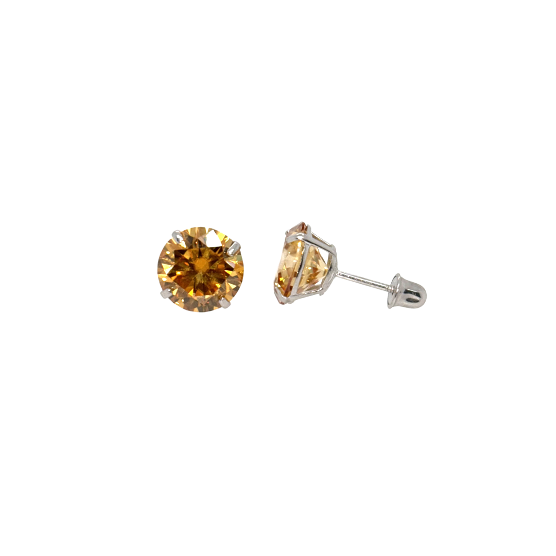 14K Gold Champagne Moissanite Studs GRA Certified D-VVS1
