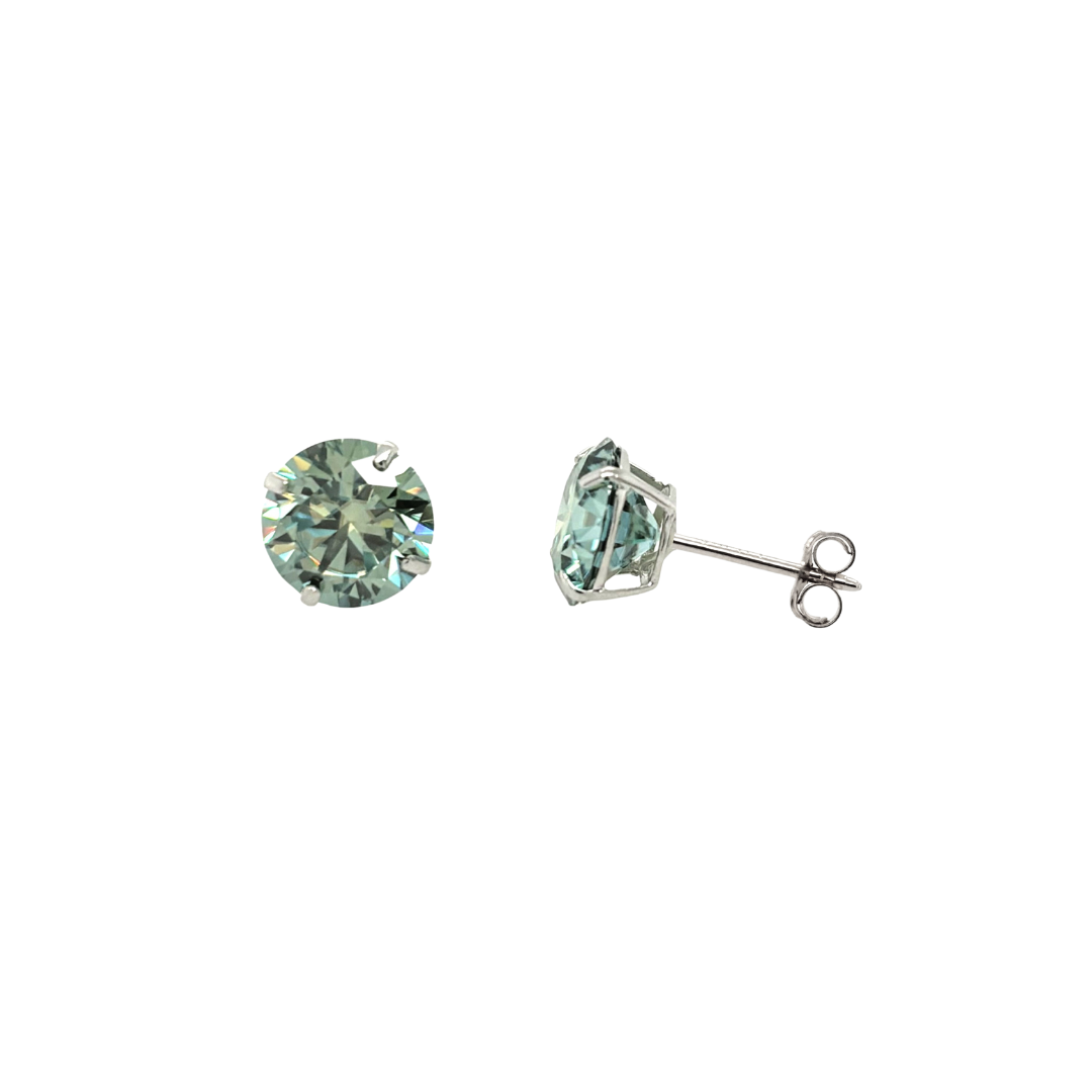 14K Gold Green Moissanite Studs GRA Certified D-VVS1