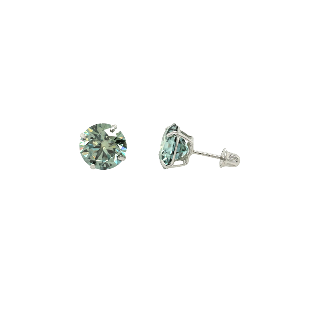 14K Gold Green Moissanite Studs GRA Certified D-VVS1